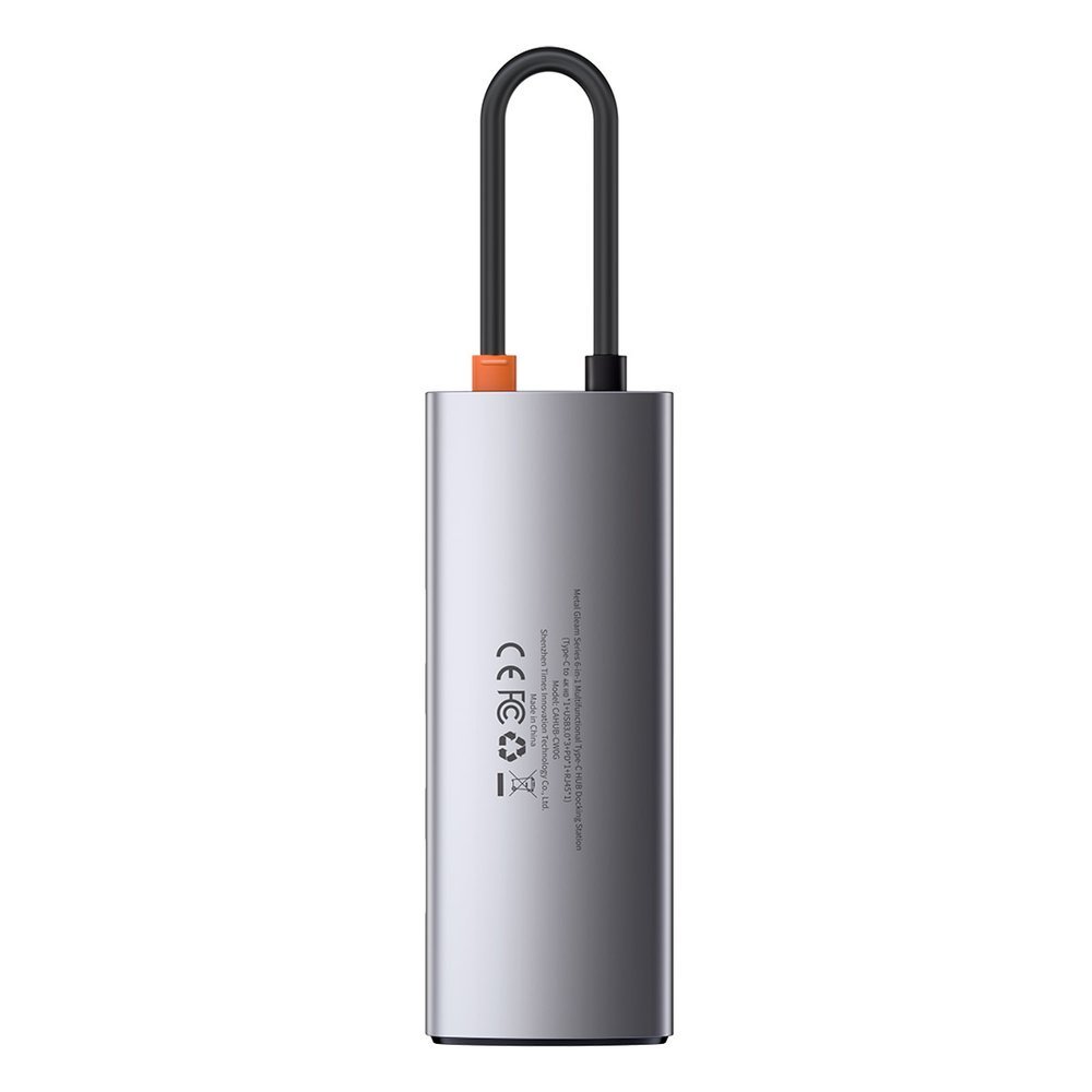 Baseus Metal Gleam 6-in-1 USB-C - USB-C PD 100W HUB 1x HDMI 4K 30Hz 3x USB-A 3.2 1x RJ45 - gray