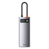 Baseus Metal Gleam 6-in-1 USB-C - USB-C PD 100W HUB 1x HDMI 4K 30Hz 3x USB-A 3.2 1x RJ45 - gray