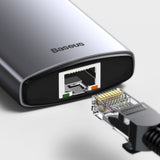Baseus Metal Gleam 8in1 USB-C - USB-C PD 100W HUB 1x HDMI 4K 30Hz 1x SD og microSD kortlæser 3x USB-A 3.2 1xRJ45 - grå