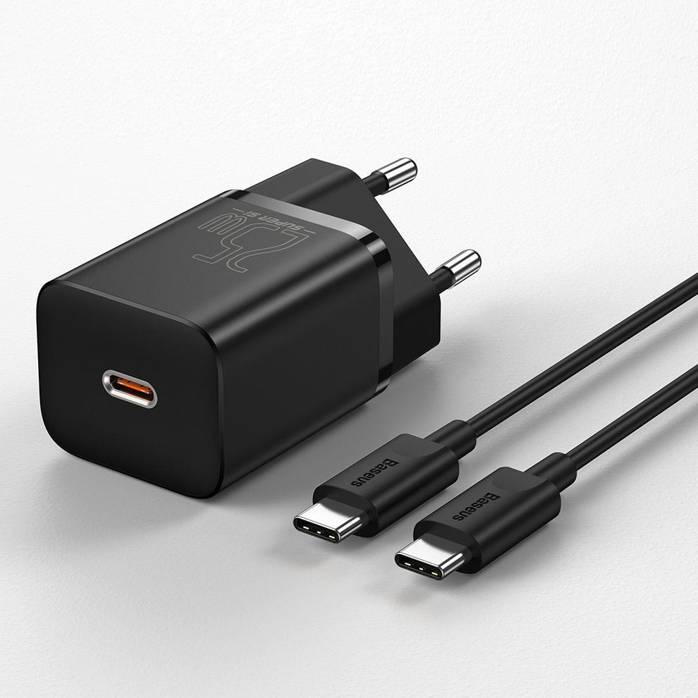 Baseus Super Si fast charger Quick Charge 3.0 Power Delivery 25W 3A + Cable USB Type C - USB Type C 3A 1m black (TZCCSUP-L01)