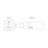 Baseus GaN2 Lite fast charger 65W USB / USB Type C Quick Charge 3.0 Power Delivery (gallium nitride) black (CCGAN2L-B01)