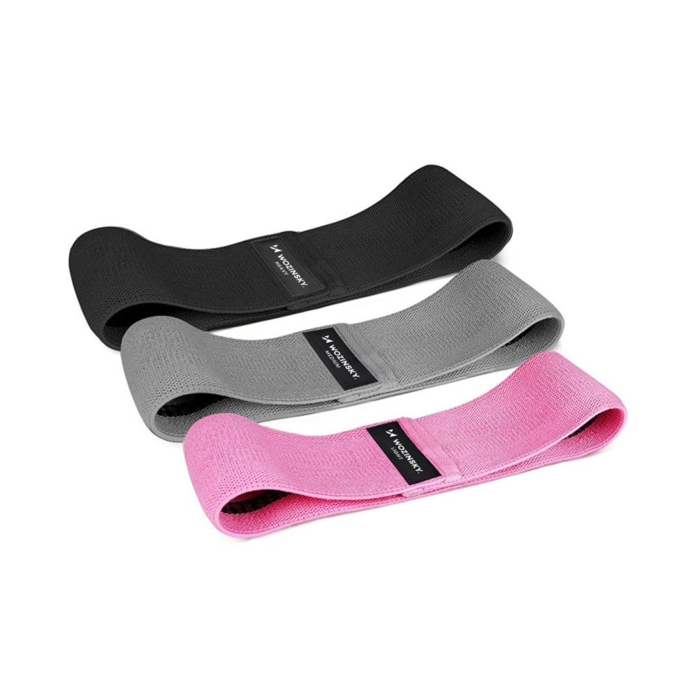 Wozinsky Sæt af 3x Stof modstandsbånd Modstand Mini Band til Yoga Crossfit Fitness (WFB-01)