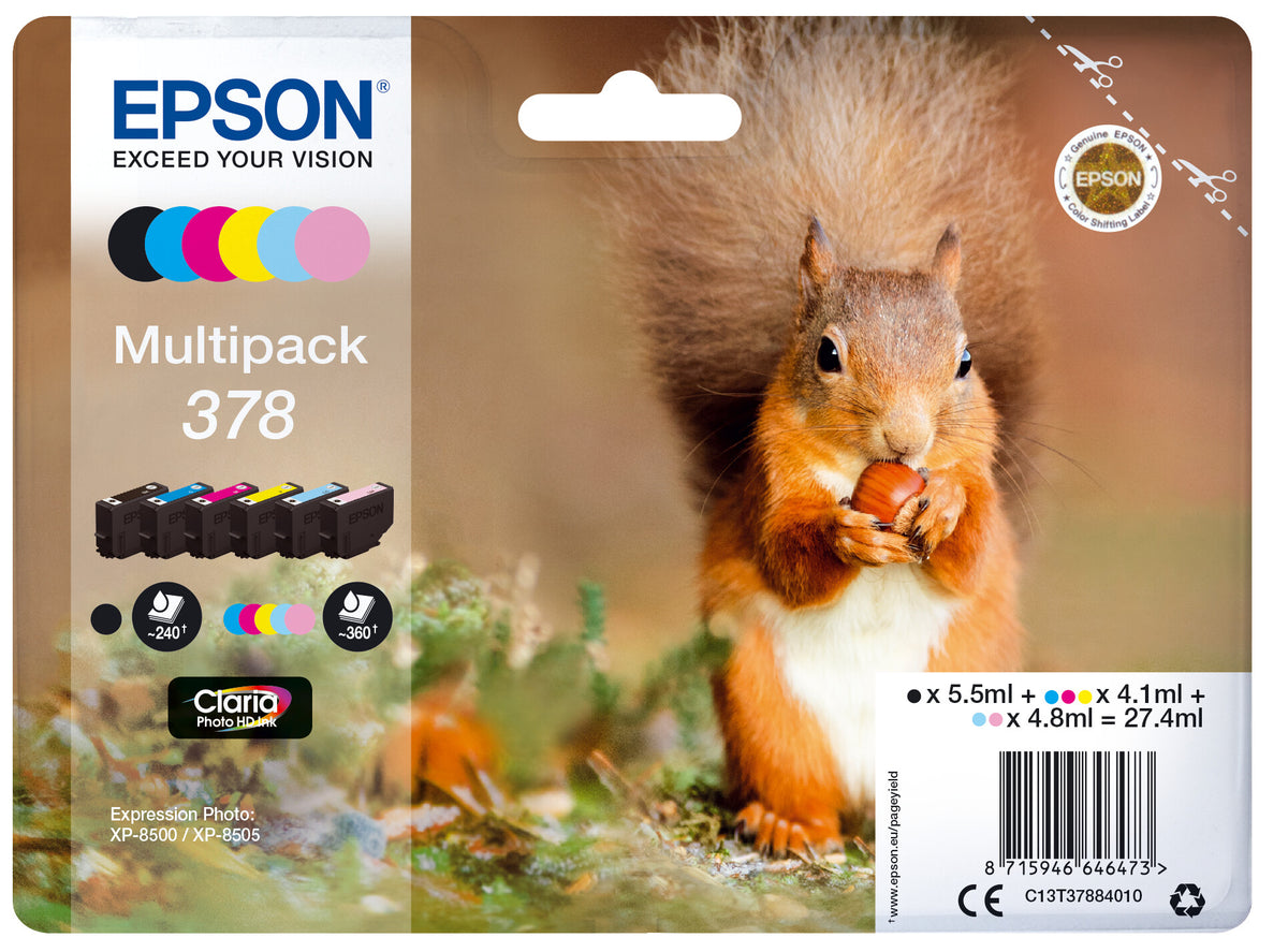 Epson Squirrel 378 egern Claria Photo HD multipakke 6-farve blæk