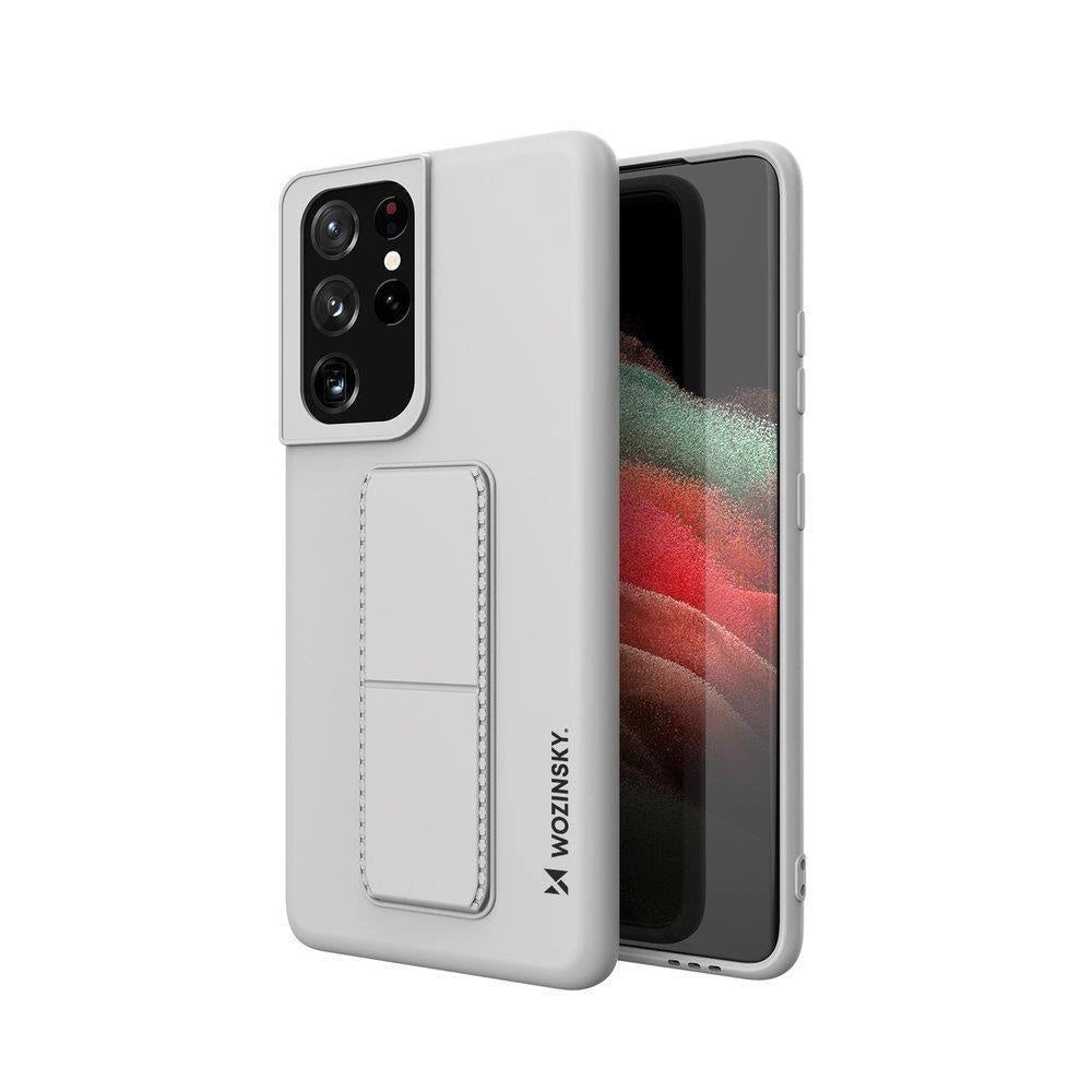 Wozinsky Kickstand Case Silicone Stand Cover til Samsung Galaxy S21 Ultra 5G Grå