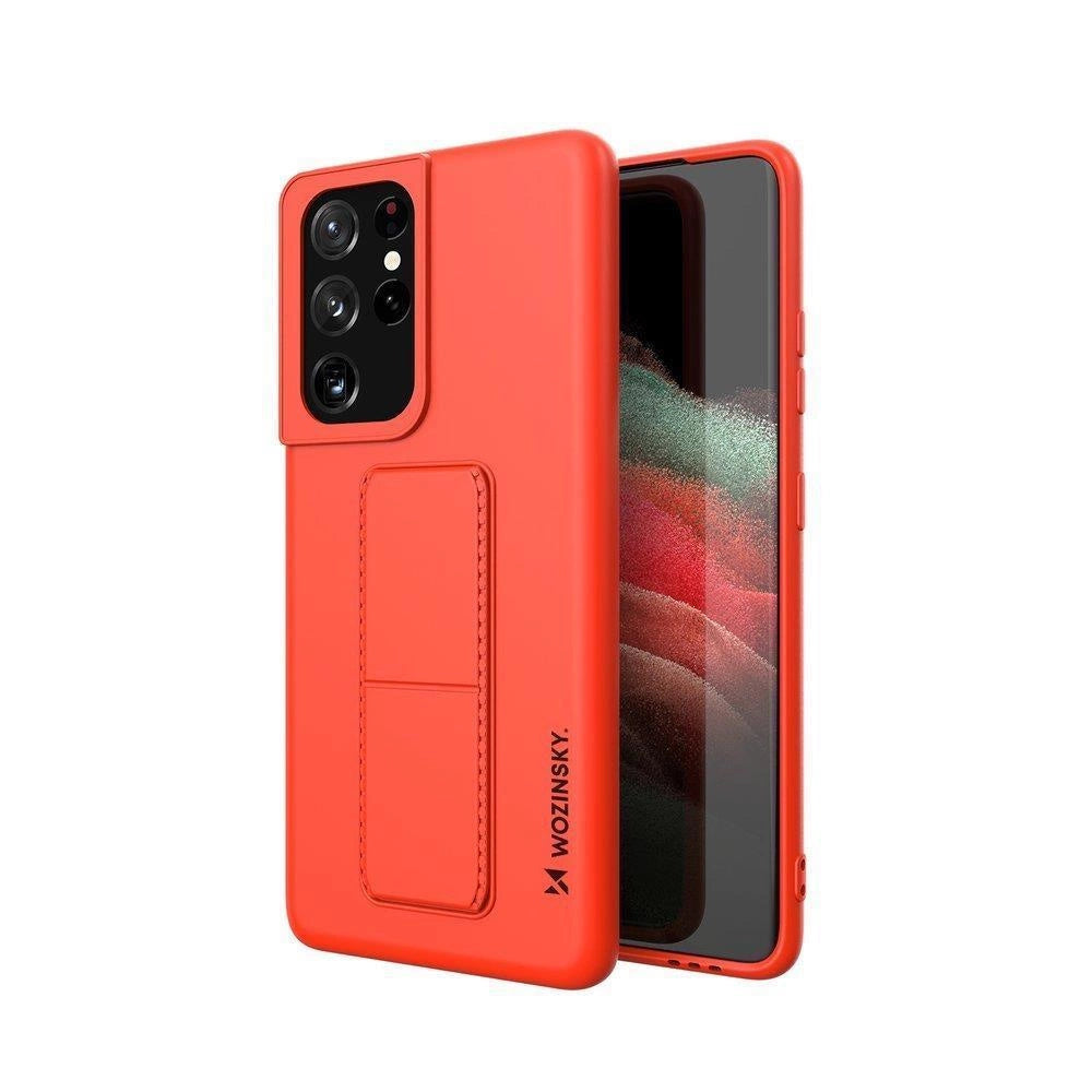 Wozinsky Kickstand Case Silicone Stand Cover til Samsung Galaxy S21 Ultra 5G Red