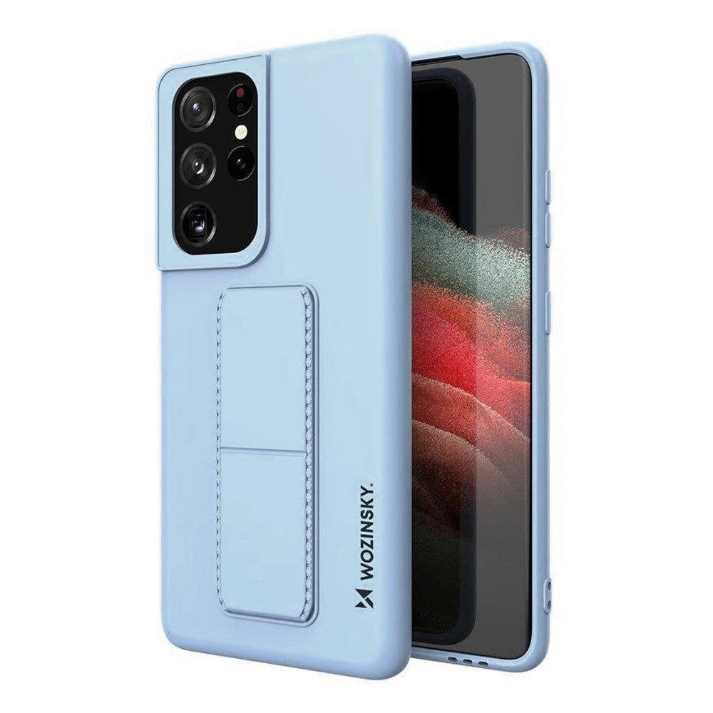 Wozinsky Kickstand Case Silicone Stand Cover til Samsung Galaxy S21 Ultra 5G lysblå
