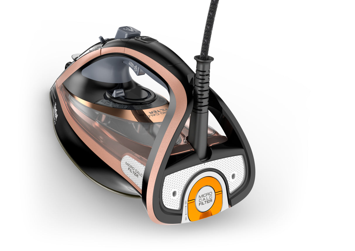 Tefal Ultimate Pure FV9845 Tør & dampstrygejern Durilium autoclean strygesål 3100 W Sort, Kobberfarve