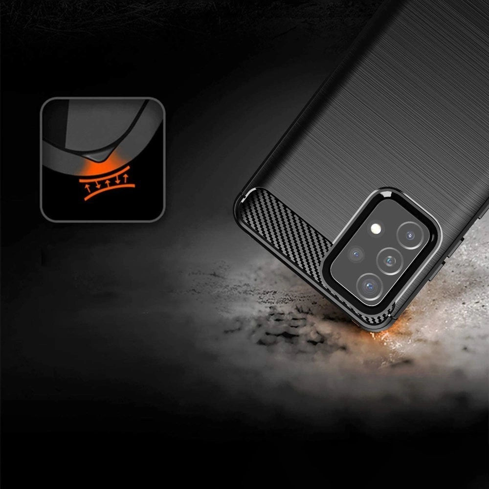 Carbon Case Flexible Cover TPU Case til Samsung Galaxy A72 4G sort