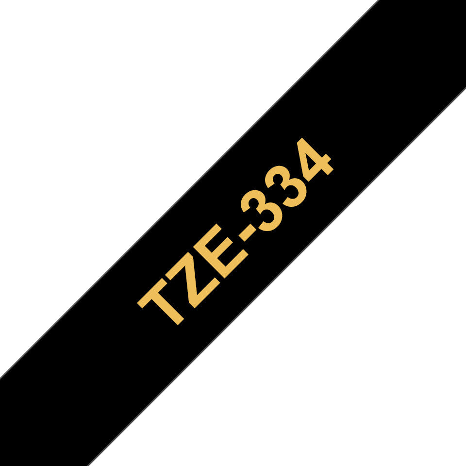 Brother TZE-334 etiketbånd Guld på sort