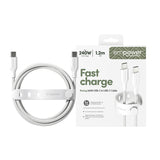 PanzerGlass empower by ® Racing 240W USB-C to USB-C Kabel | USB 2.0 | 1.2M | Silver White
