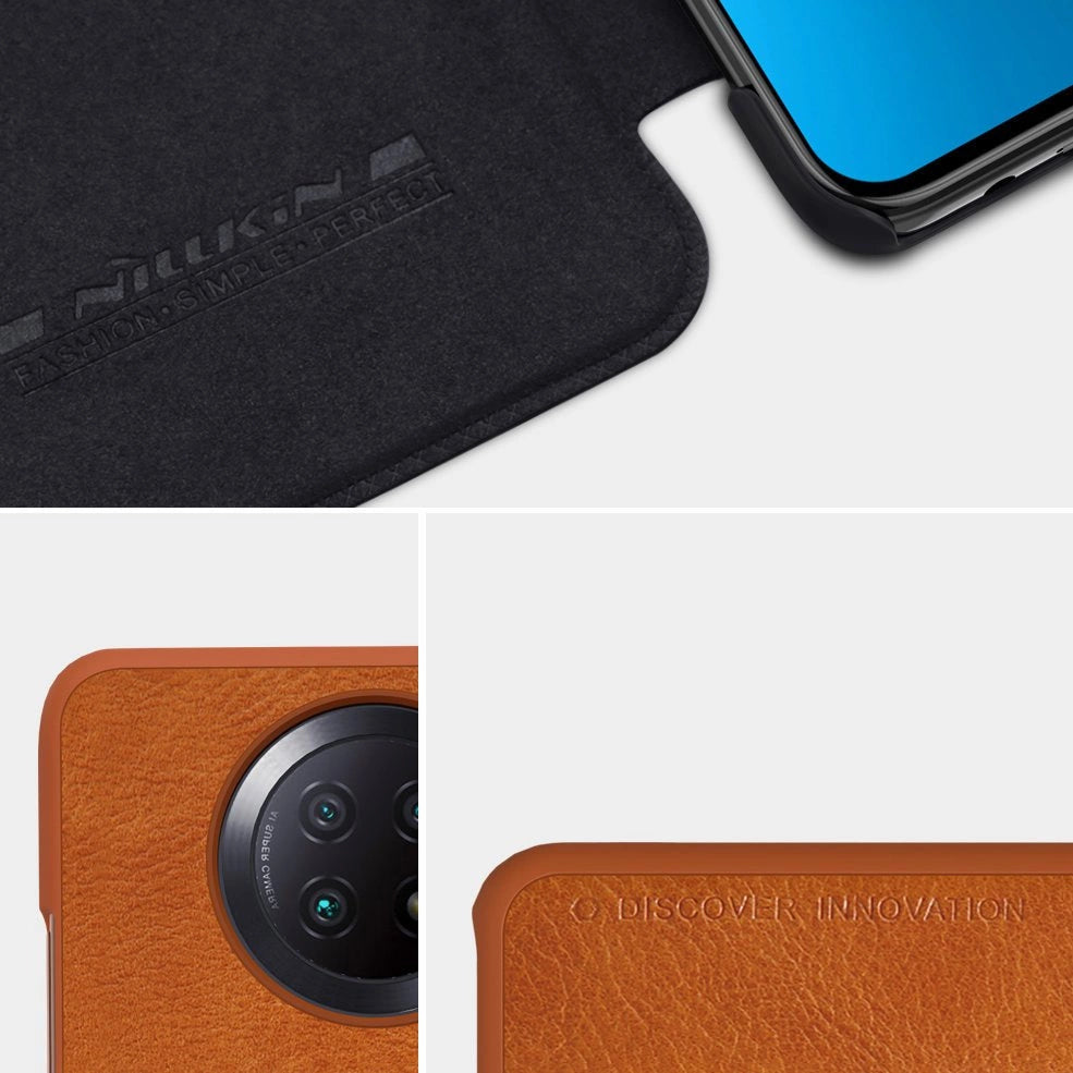Nillkin Qin læderhylster for Xiaomi Redmi Note 9T 5G brun
