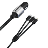 Dudao 3in1 USB Car Charger 3.4A Built-in Lightning / USB Type C / Micro USB Cable Black (R5ProN Black)