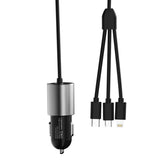 Dudao 3in1 USB Car Charger 3.4A Built-in Lightning / USB Type C / Micro USB Cable Black (R5ProN Black)