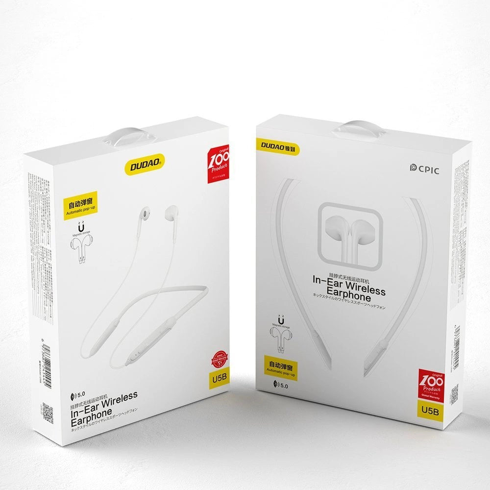 Dudao Magnetic Suction in-ear trådløse Bluetooth-hovedtelefoner hvid (U5B)