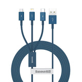 Baseus Superior 3in1 USB-kabel - Lightning / USB Type C / micro USB 3.5 A 1,5 m blå (CAMLTYS-03)