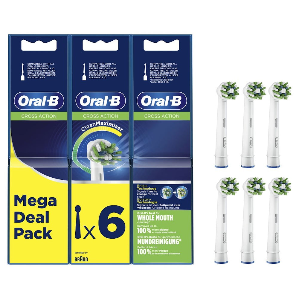 Oral-B Pro Cross Action Børstehoveder Hvid, 6 stk.