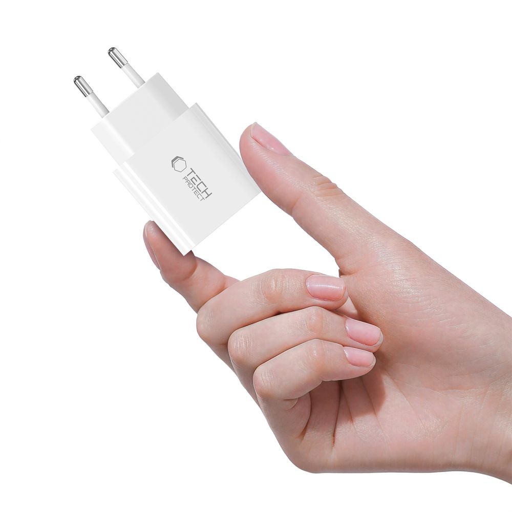 Tech Protect Nc20 W 1 Port Netværksopladder Pd 20 W + Lightning Kabel Hvid