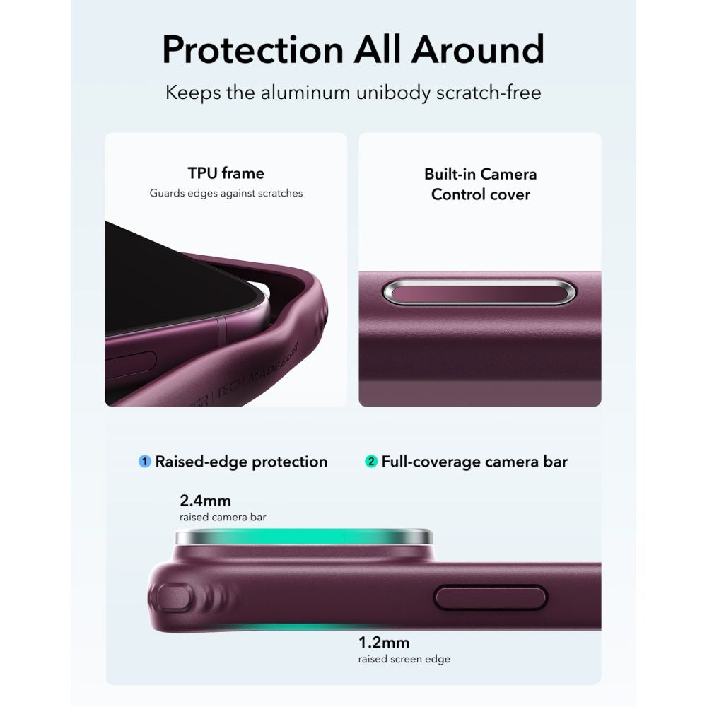 Esr Classic Hybrid Støtte Magsafe Iphone 17 Pro / 18 Pro Frosted Deep Burgundy