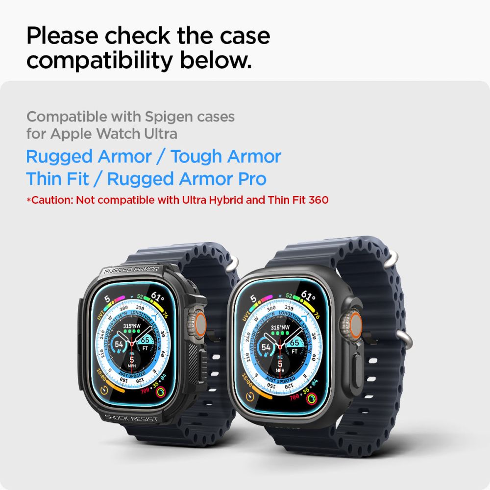 Hærdet Glas Spigen Glas.Tr ”Ez Fit” 2 Pack Apple Watch Ultra 1 / 2 / 3 / 4 (49 Mm) Klar