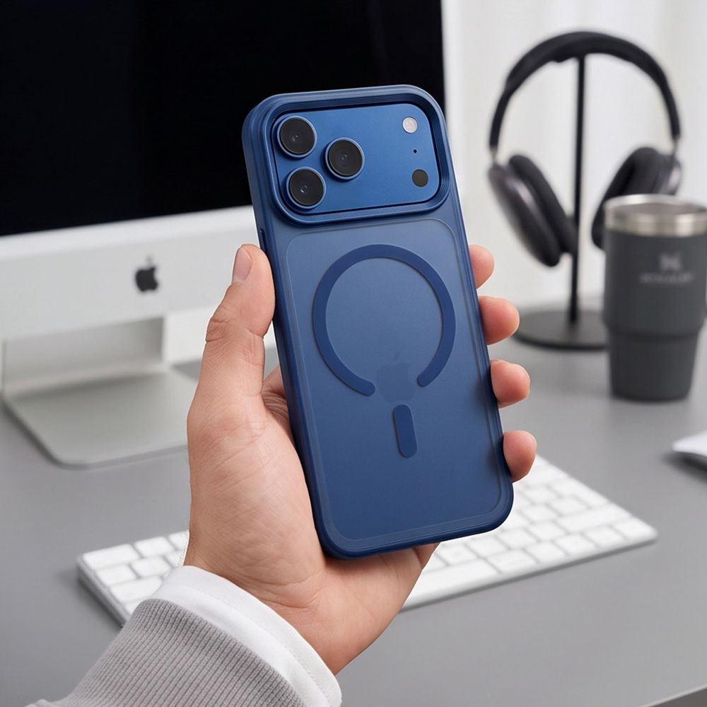 Tech Protect Magmat Magsafe Cc Iphone 17 Pro / 18 Pro Mat Dyb Blå
