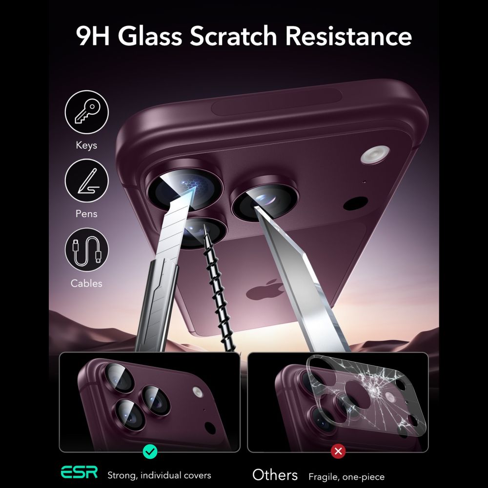 Kamera Beskyttelse Na Aparat Esr Armorite Camera Protector Iphone 18 Pro / 18 Pro Max Deep Burgundy