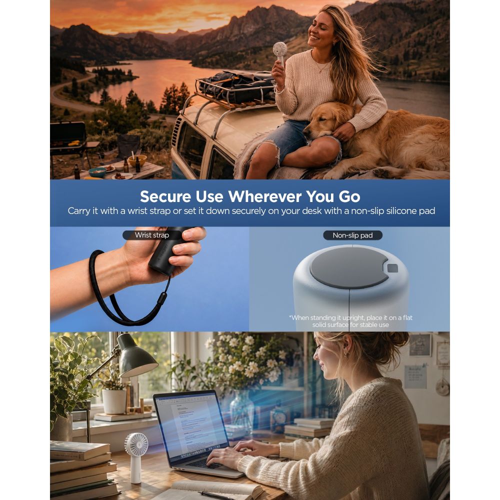Spigen A905 Mini Bærbar Håndholdt Ventilator Sort