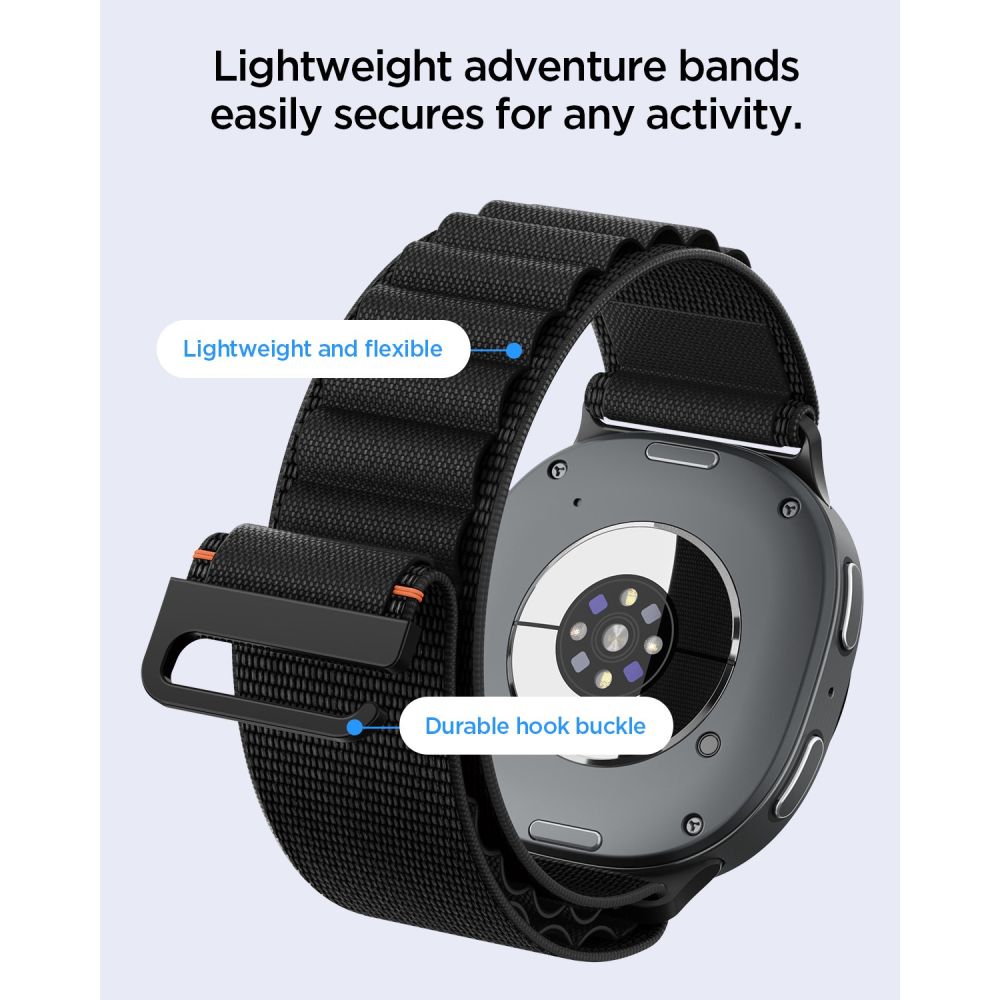 Spigen Wbf1 Band Til Samsung Galaxy Watch 8 / 9 / Classic (40 / 44 / 46 Mm) Sort