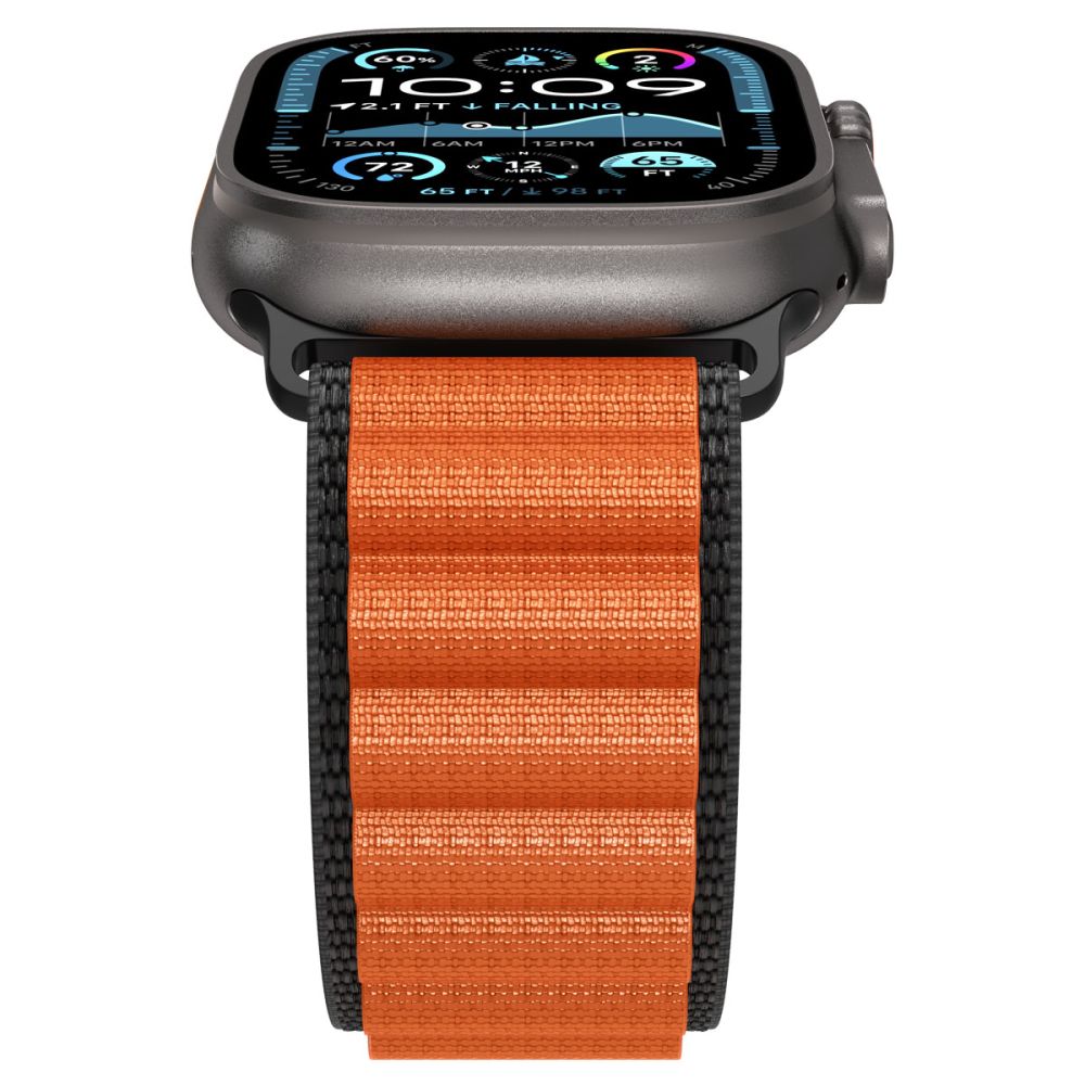 Spigen Wbf1 Remmen Til Apple Watch 8 / 9 / 10 / 11 / 12 / Se / Ultra (44 / 45 / 46 / 49 Mm) Sort/Orange