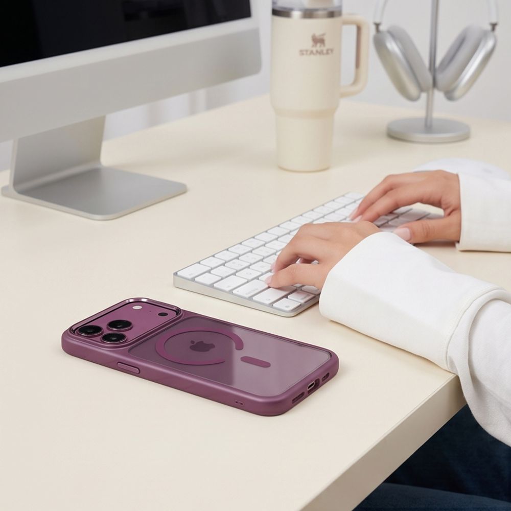 Tech Protect Magmat Magsafe Cc Iphone 17 Pro / 18 Pro Burgundy/Clear