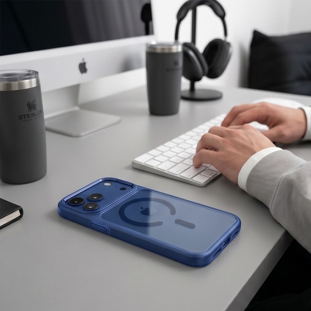 Tech Protect Magmat Magsafe Cc Iphone 17 Pro / 18 Pro Dyb Blå/Klar