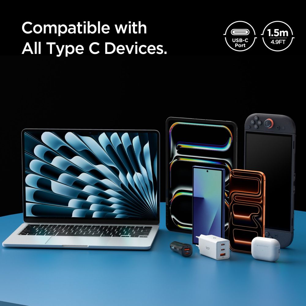 Spigen Eb6015 Cc Essential Usb C Kabel 60 W 150 Cm Gunmetal