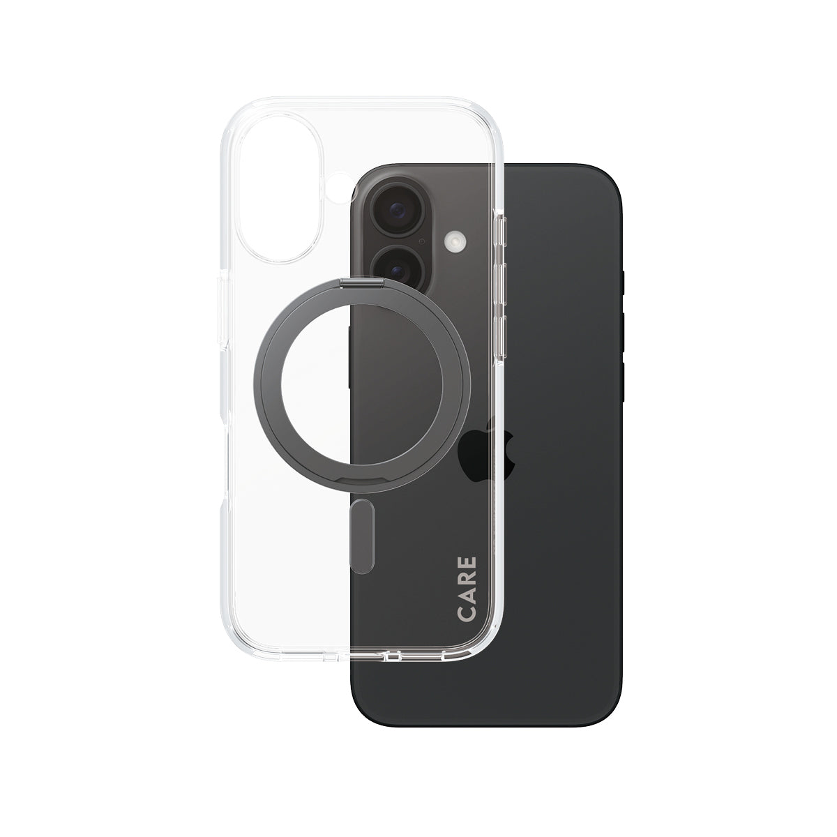 PanzerGlass CARE by ® Feature Case Transparent m. Sort Kickstand & MagSafe iPhone 16