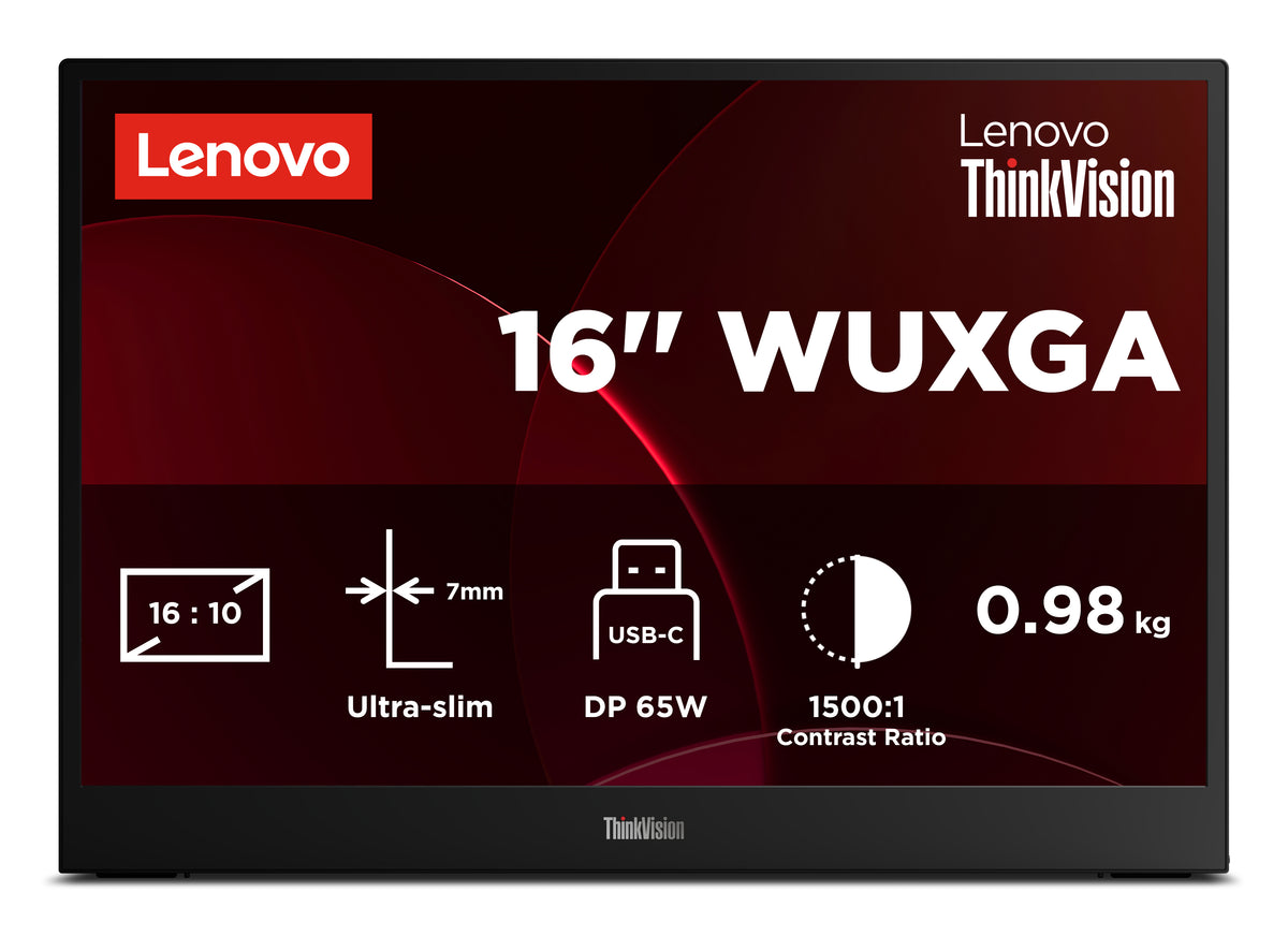 Lenovo ThinkVision M16 16 IPS 1920 x 1200 (WUXGA) HDMI DisplayPort USB-C 60Hz