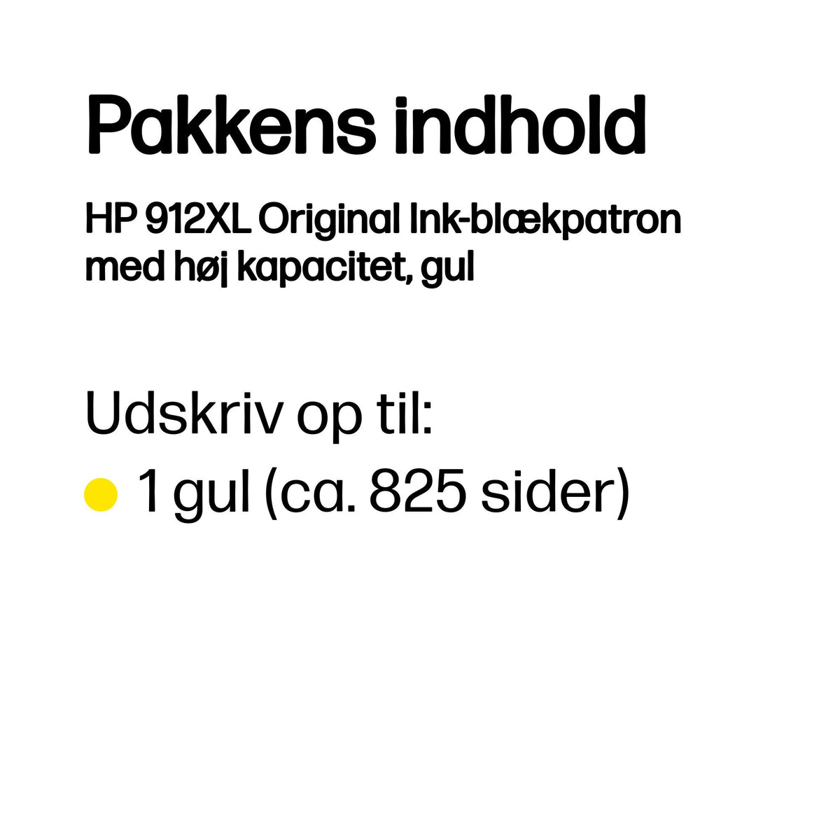 HP 912XL Gul 825 sider Blæk 3YL83AE