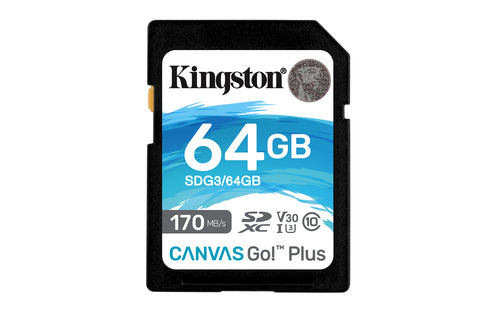 Kingston Technology Canvas Go! Plus 64 GB SDXC Canvas Go Plus 170R C10 UHS-I U3 V30