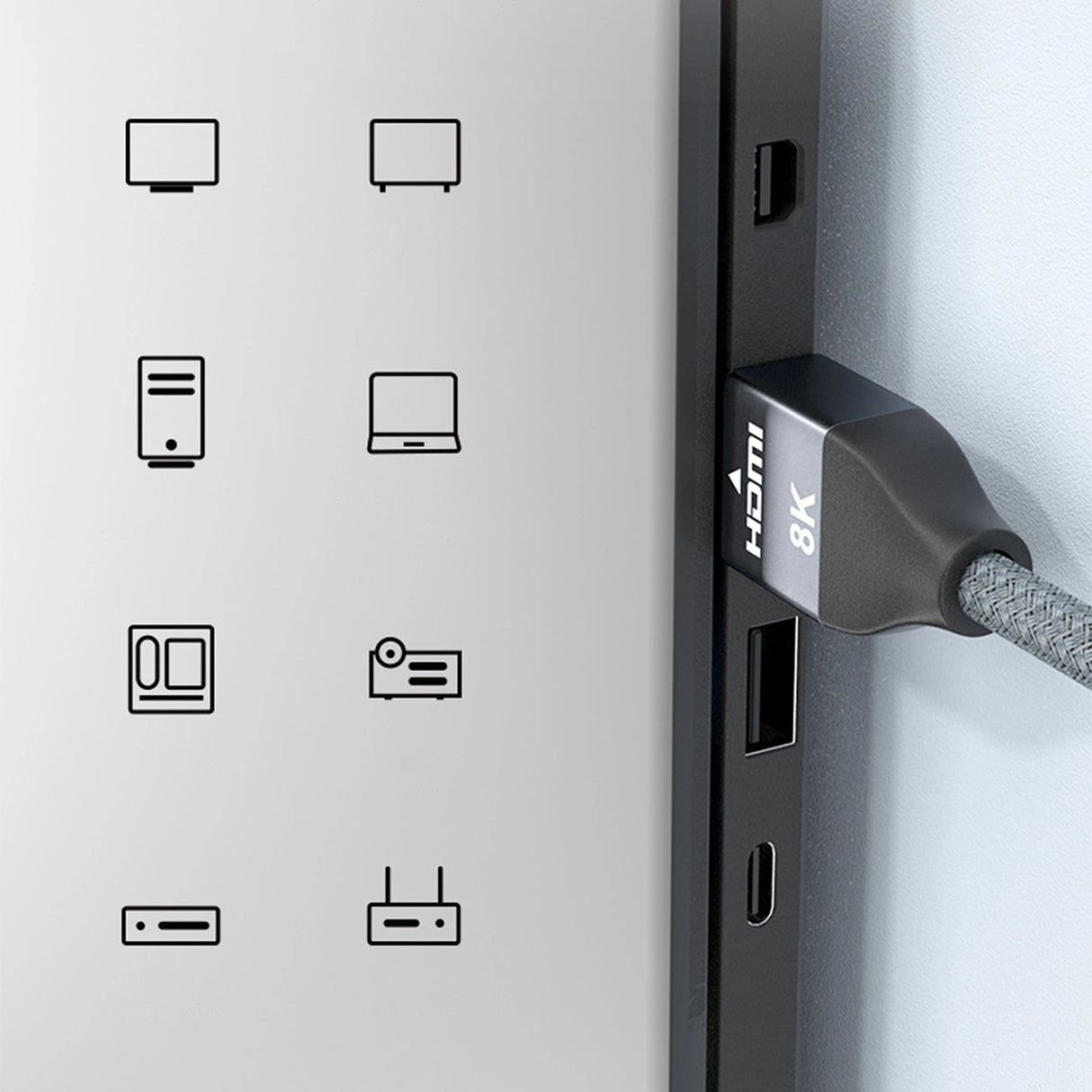 Wozinsky kabel HDMI 2.1 8K 60 Hz 48 Gbps / 4K 120 Hz / 2K 144 Hz 1 m Sølv (WHDMI-10)