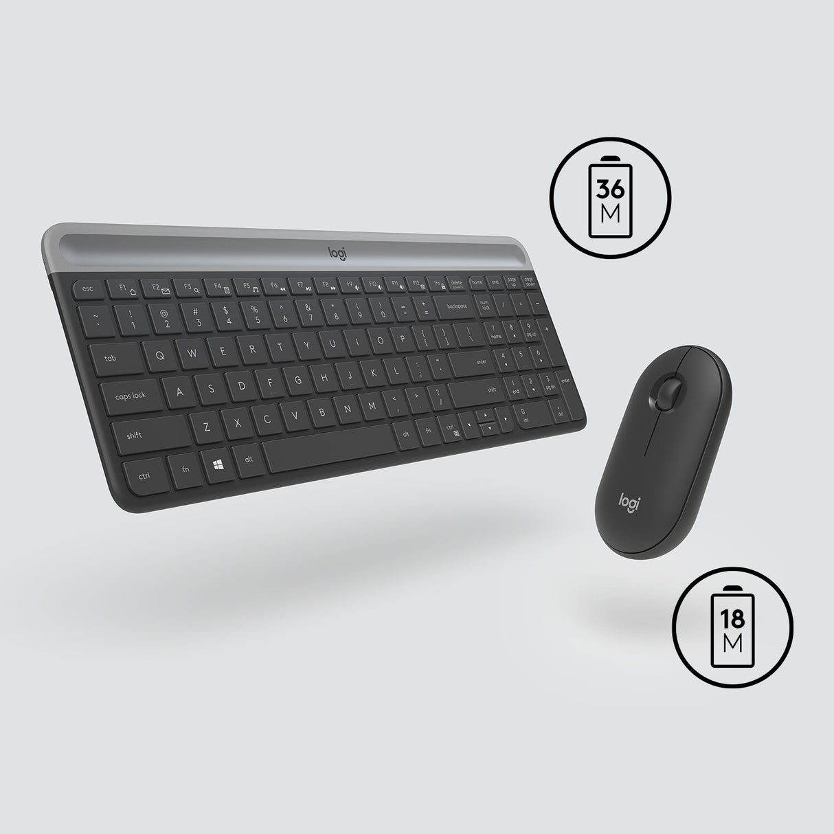 Logitech Slim MK470 tastatur Mus inkluderet Universel RF trådløst QWERTY US International Grafit