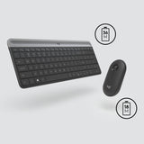 Logitech Slim MK470 tastatur Mus inkluderet Universel RF trådløst QWERTY US International Grafit