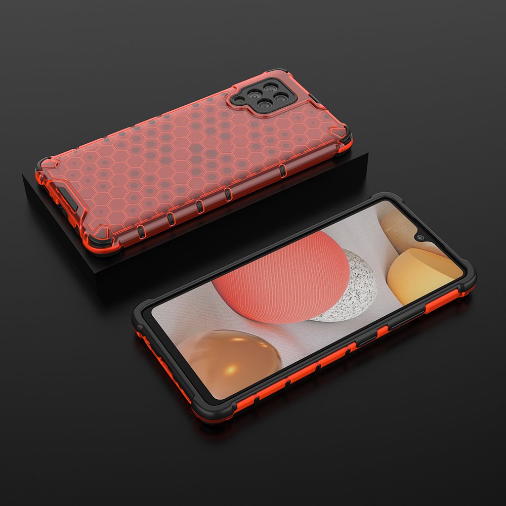 Honeycomb Case armor cover med TPU Bumper til Samsung Galaxy A42 5G rød