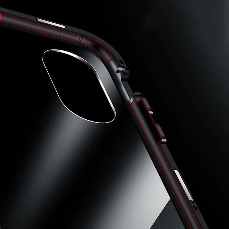 Wozinsky Full Magnetic Case Full Body Front og Back Cover med indbygget glas til Vivo X60 sort-gennemsigtig