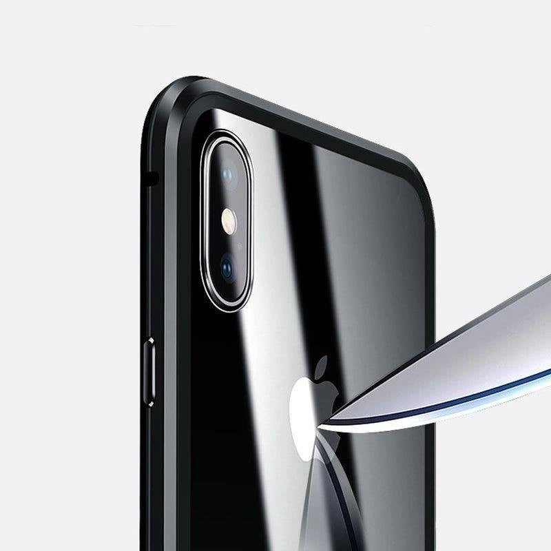 Wozinsky Full Magnetic Case Full Body Front og Back Cover med indbygget glas til Vivo X60 sort-gennemsigtig