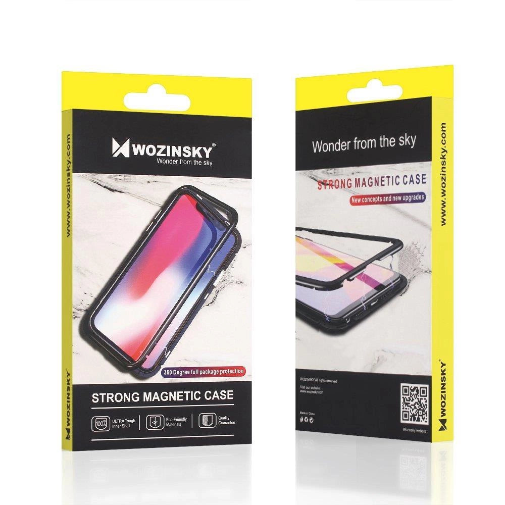 Wozinsky Full Magnetic Case Full Body Front og Back Cover med indbygget glas til Vivo X60 sort-gennemsigtig