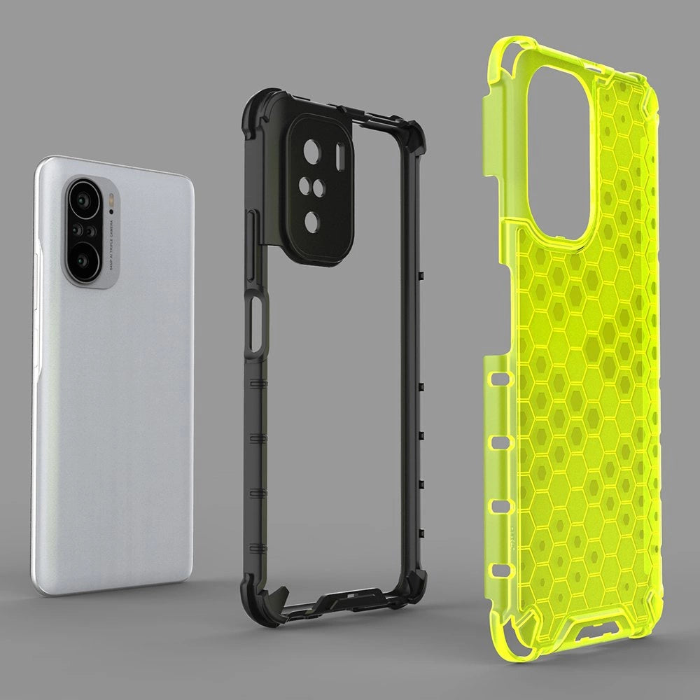 Honeycomb Case armor cover med TPU Bumper til Xiaomi Redmi K40 Pro + / K40 Pro / K40 / Poco F3 grøn