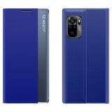 Sleep Case Bookcase Type Case med Smart Window til Xiaomi Redmi K40 Pro + / K40 Pro / K40 / Poco F3 blå