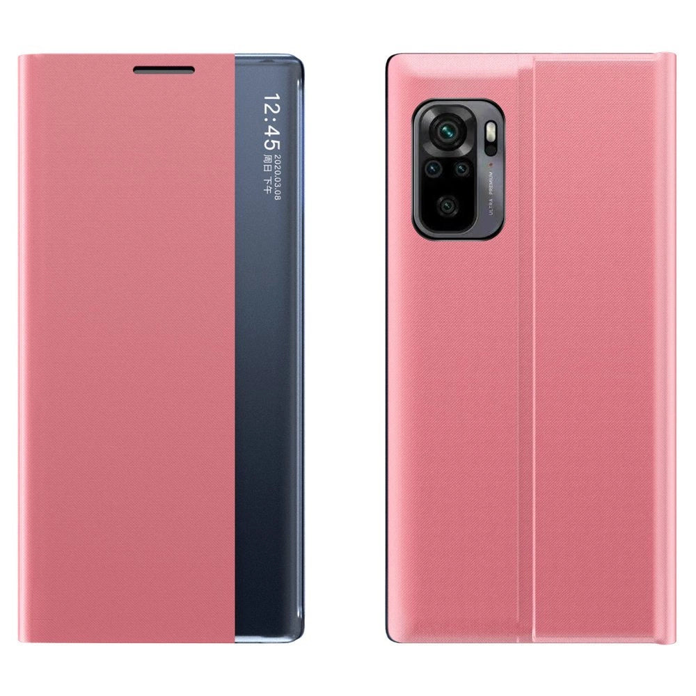 Sleep Case Bookcase Type Case med Smart Window til Xiaomi Redmi K40 Pro + / K40 Pro / K40 / Poco F3 pink