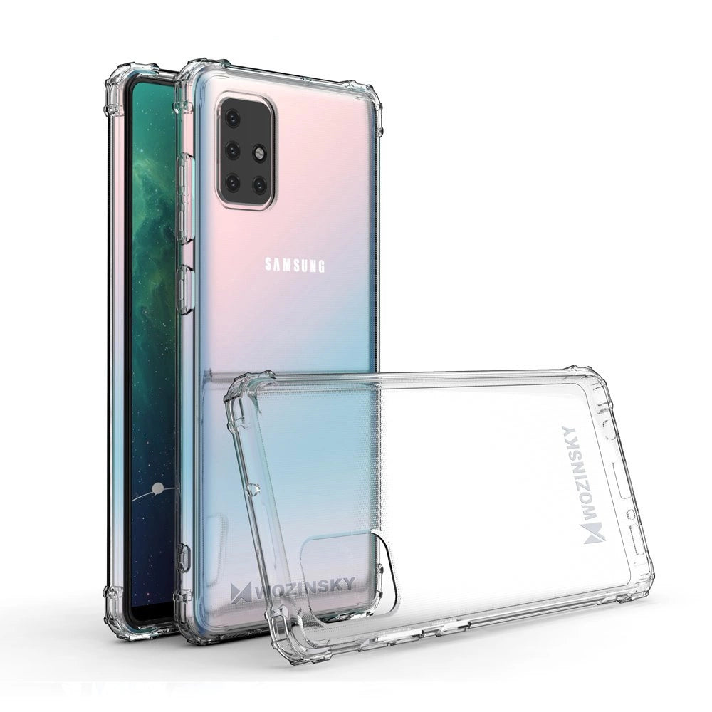 Wozinsky Anti Shock holdbar kuffert med militær grad beskyttelse til Samsung Galaxy A72 4G gennemsigtig