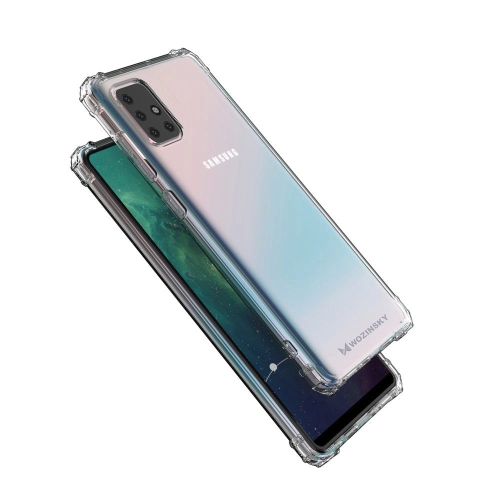 Wozinsky Anti Shock holdbar kuffert med militær grad beskyttelse til Samsung Galaxy A72 4G gennemsigtig