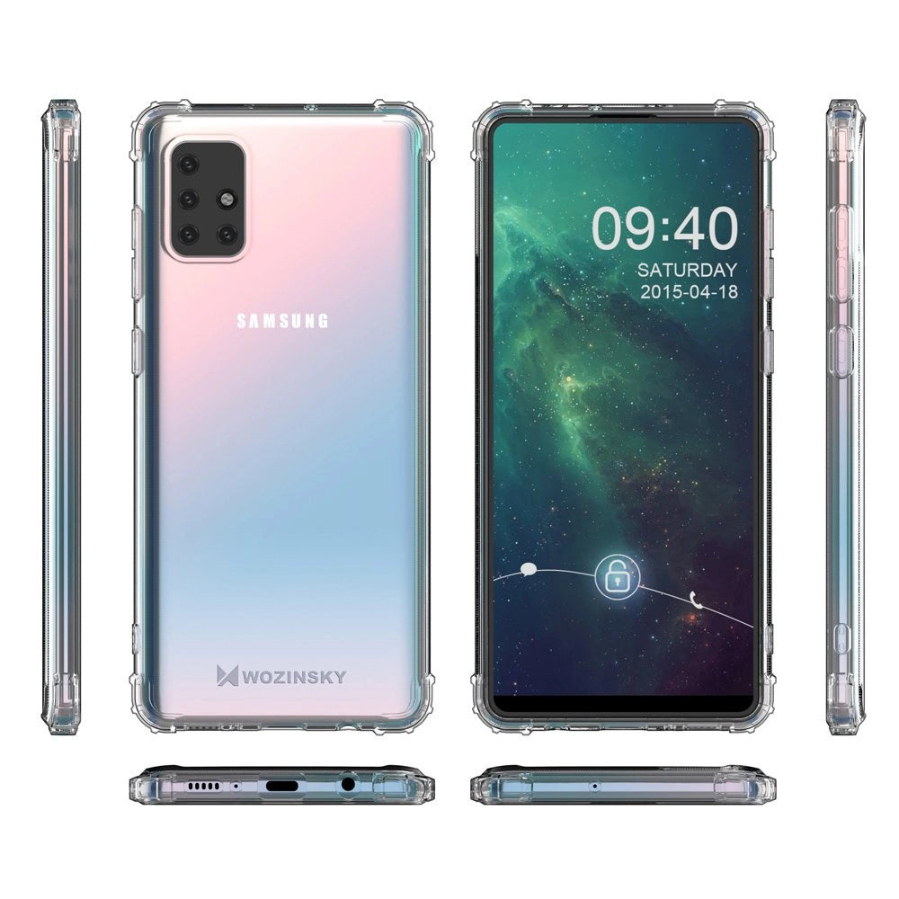 Wozinsky Anti Shock holdbar kuffert med militær grad beskyttelse til Samsung Galaxy A72 4G gennemsigtig