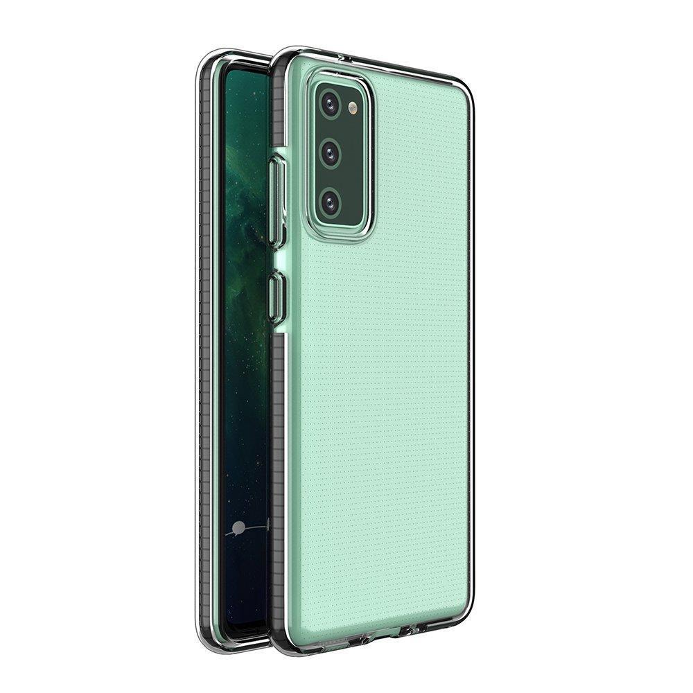 Spring Case klar TPU gel beskyttende dæksel med farverig ramme til Samsung Galaxy A02s EU sort