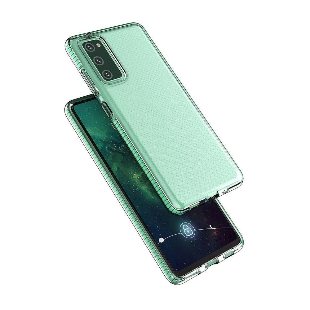 Spring Case klar TPU gel beskyttende cover med farverig ramme til Samsung Galaxy A02s EU sort